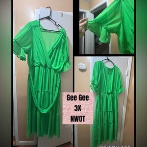 GeeGee Women's 3X NWOT Green Dress